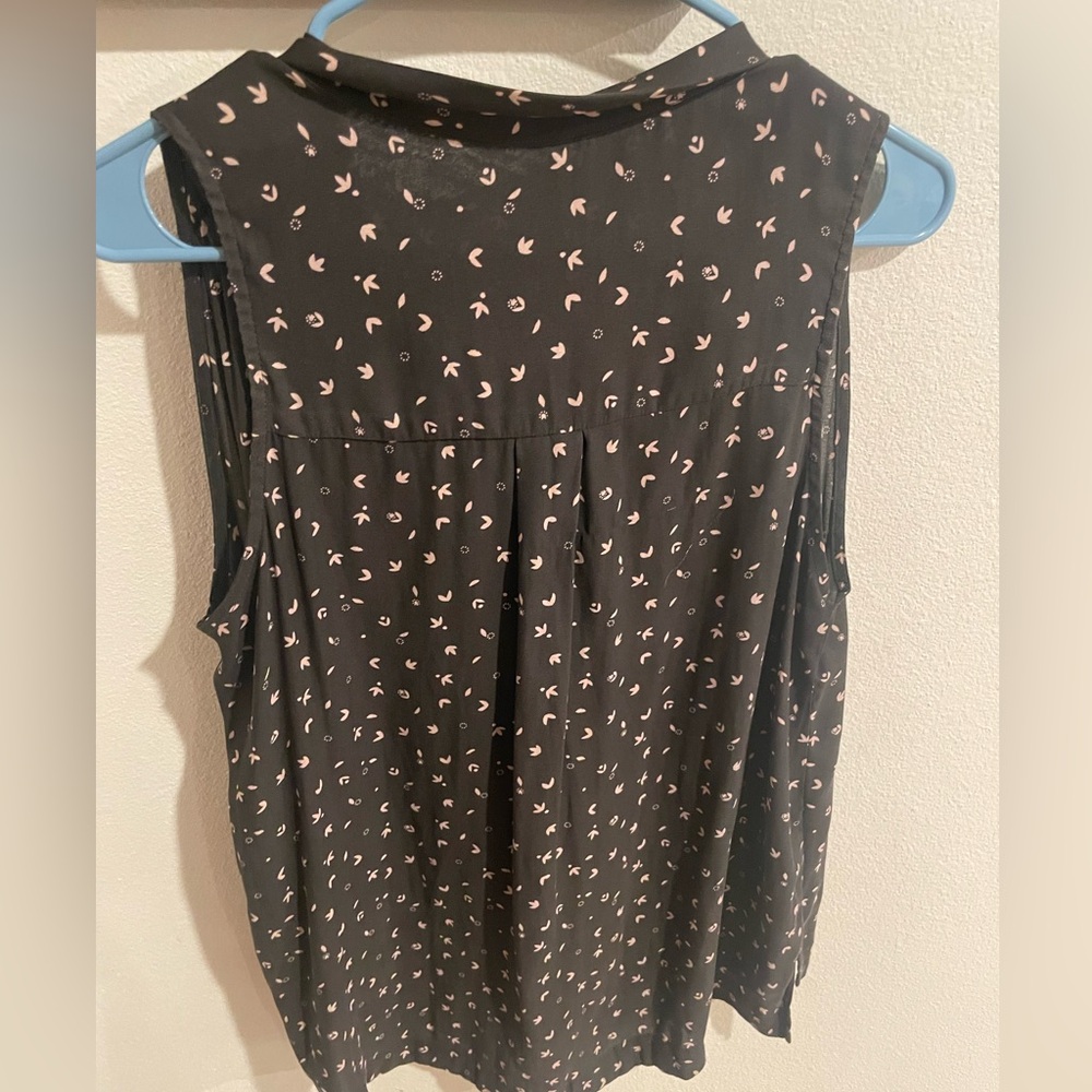Free People Black Floral Button-Up Blouse Size Medium - Picture 3 of 6